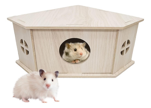 Cabana De Madeira Para Hamster, Habitat Natural E Resistente