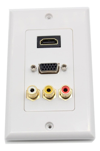 Faceplate Placa Wallplate Hdmi Vga 3 Rca Av Hembra