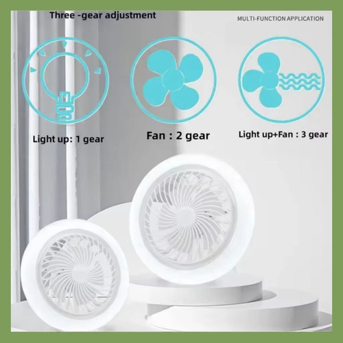 Foco Ventilador Led De Techo Control Velocidad Foco Led Bco Blanco