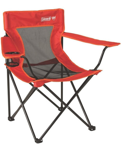 Silla Malla Go Con Descansa Brazos Roja Portavaso Coleman Color Rojo