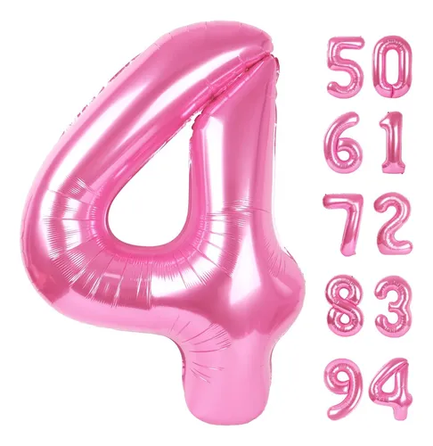 Globos De Número, Decoración De Cumpleaños 4 Años