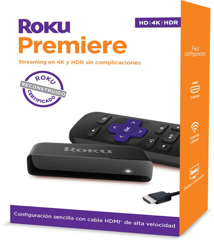Imagen 1 de 5 de Dispositivo De Streaming Roku Premiere Hdr 4k Ultra Hd