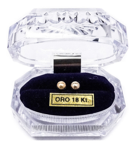 Imagen 3 de 8 de Par Aros Abridores Oro 18k Bolita Nº3 (3mm.) El Trust Joyero