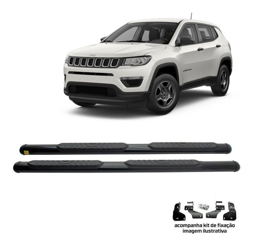 Estribo Jeep Compass Oblongo Preto 2017 2018 2019