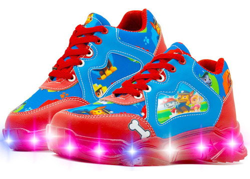 Tenis Pequeños Pasos Luces Paw Patrol Antiderrapante 18-21.6