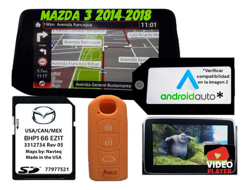 Tarjeta De Navegación Mazda 3 2014-2018 Mapas + Android Auto