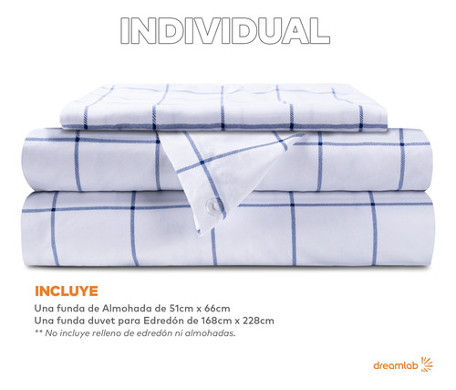 Funda De Duvet Dreamlab Individual Con Diseño Incluye 2pzas