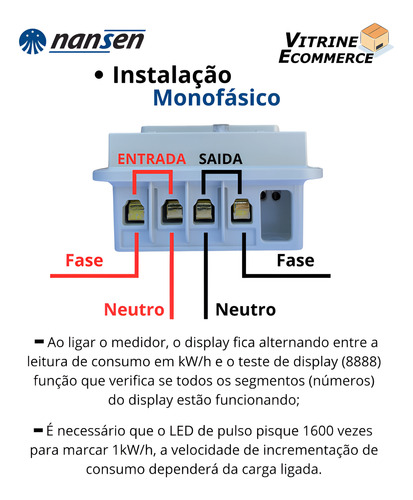 Relógio Medidor Consumo Energia Luz Monofásico Bivolt Nansen