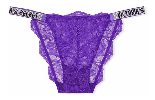 Calzon Encaje Shine Strap Victoria's Secret Morado Original