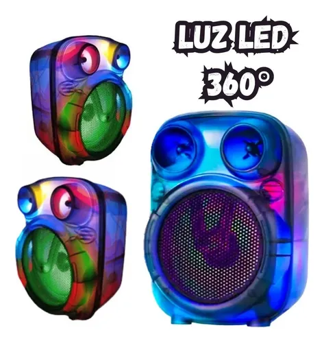 Parlante Bluetooth Portátil Con Luces Led , Fm , Usb , Tf Negro