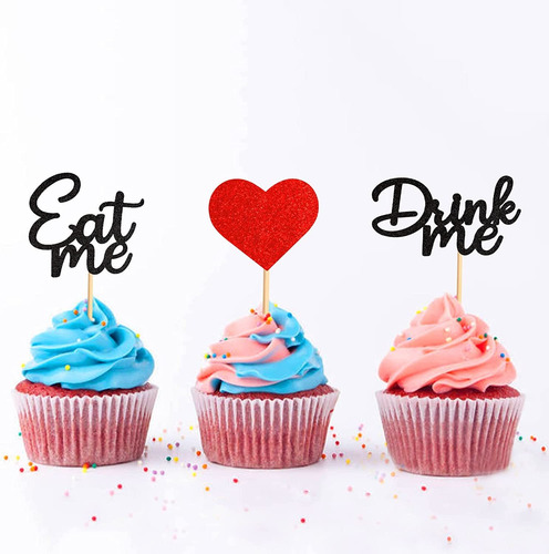 Keaziu Paquete De 24 Decoraciones Para Cupcakes Eat Me Drink