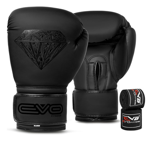 Guantes De Boxeo Evo Fitness 10 Oz Negro Mate