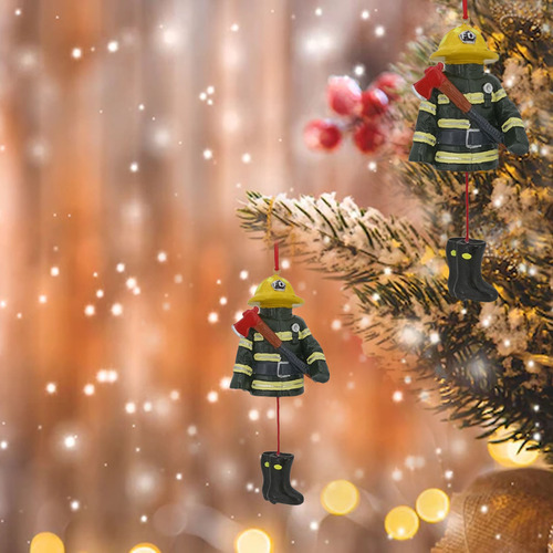 Colgante De Bombero En Forma De T Christmas, Color Amarillo