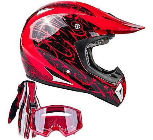 Typhoon Adulto Atv Mx Casco Gafas Guantes Engranaje Combinad