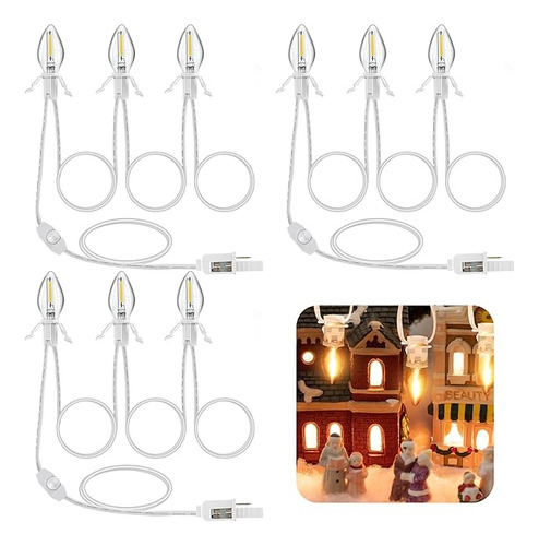 Accesorios Para Casa De Pueblo De Navidad 3 Bombillas Led C7