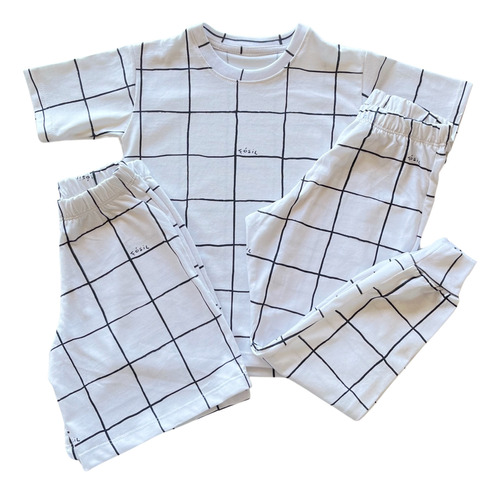 Pijama Infantil Fosil 3 Piezas Estampado A Cuadros Niños