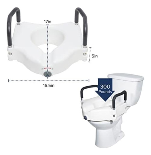 Drive Medical Rtlra Asiento Elevado Para Inodoro 2 En 1 Con