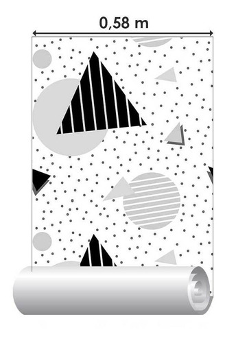 Imagem 4 de 5 de Papel De Parede Adesivo Geométrico Minimalista Poá N07088 0,
