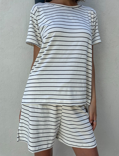 Imagen 3 de 6 de Pijama Conjunto Dormir Short Remera Modal Verano Violette