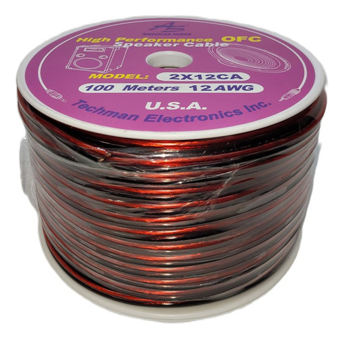 Cable Corneta Polariz 12awg, 100mts Transp Rojo/negro 2x12c