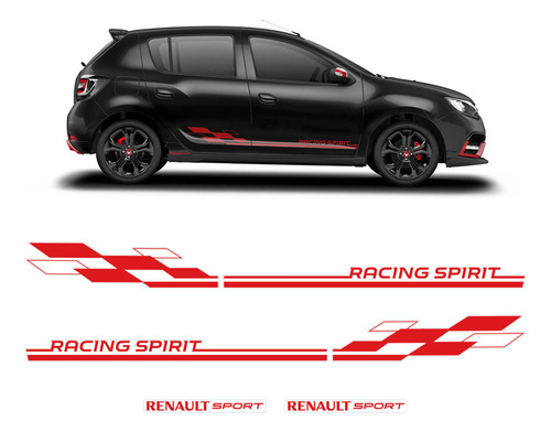 Faixa Sandero Racing Spirit + Adesivo Renault Sport Vermelho