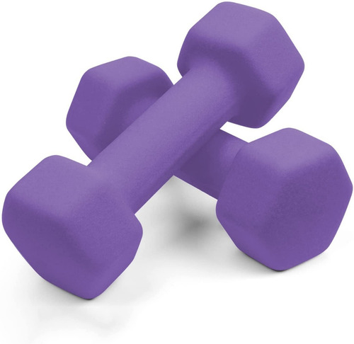 Mancuernas De Neopreno 10 Lb, Antideslizantes, Forma Hexagon Color Púrpura