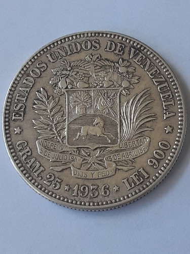 Excelentes Fuertes. 5 Bs Bolívares. Monedas De Plata Ley 900