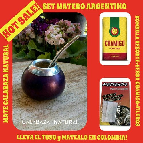 Hot Price!mate Calabaza+bombilla+yerba Mate 500gr+filtros! 