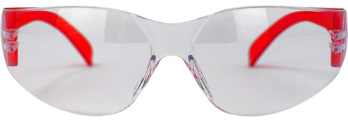 Gafas De Seguridad Bison Life - Lente Clara Y Templo Rojo