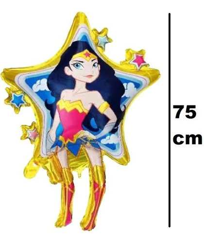 Globo Feliz Cumpleaños Metálico Mujer Maravilla Wonder Woman Color Rojo