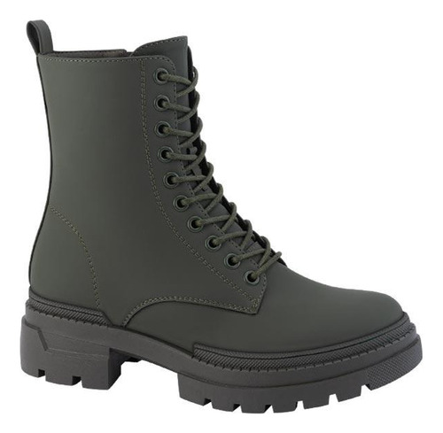 Bota Verde Olivo Antiderrapante De Agujeta Estilo Militar 