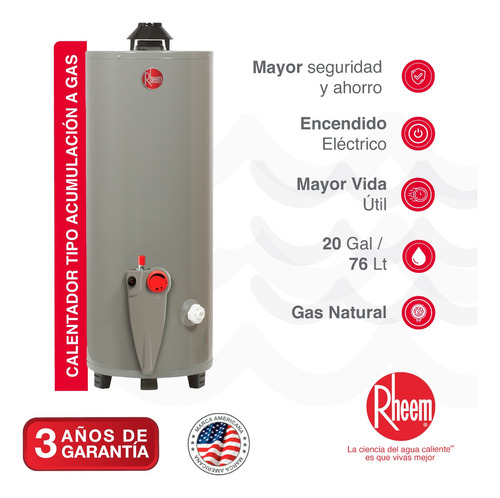 Calentador De Acumulación A Gas 76 Litros