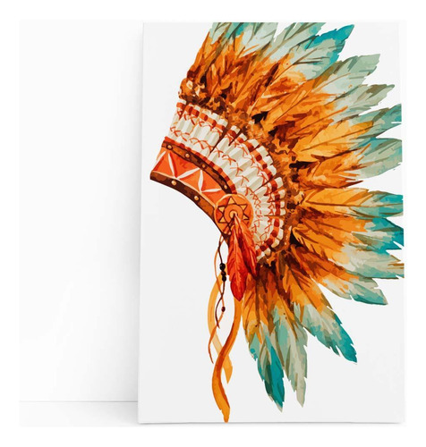 Quadro Cocar Indígena Penas Coloridas Índio Canvas 140x90cm
