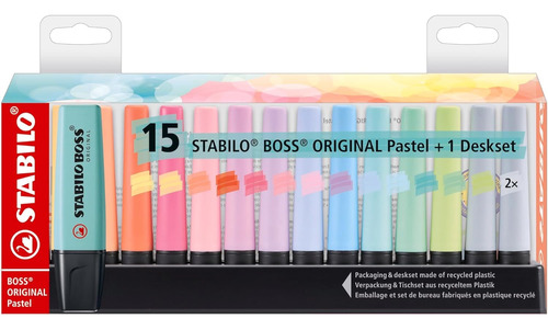 Marcatextos Stabilo Boss Original Colores Pastel 15 Piezas Pastel