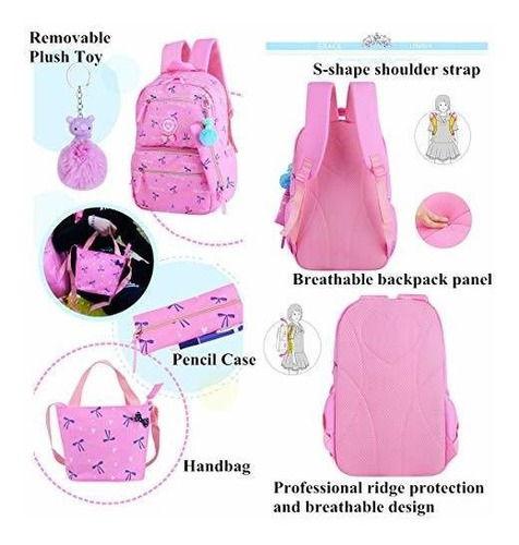 Vidoscla - Mochila Con Impresión De Corazón, 3 Unidades, Pú
