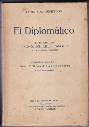 1928 El Diplomatico X Jules Cambon Como Son Definidos Escaso