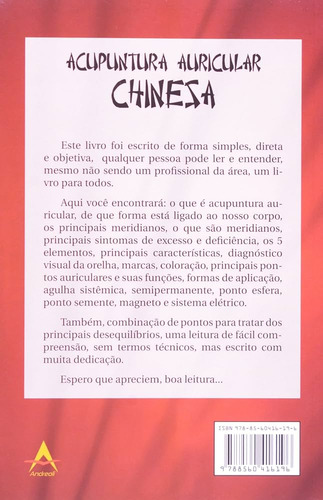 Acupuntura Auricular Chinesa, De Wagner Pereira Da Fonseca. Medicina Oriental, Vol. 1. Editorial Andreoli, Capa Mole, Edição 2a Edição Em Português, 2022