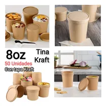 Comprar Tina Kraft 8oz Carton Con Tapa 50 Unidades 