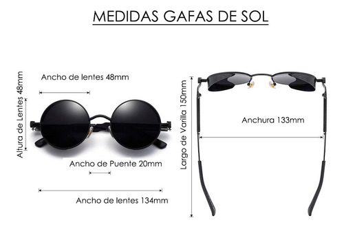 Gafas De Sol Casual Steampunk Redondas Unisex