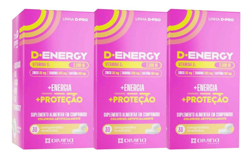 Kit D-energy Com 3 Caixas De 30 Comprimidos Cada