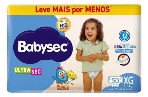 Fralda Babysec Ultrasec Galinha Pintadinha Hiper+ Xg C/50un