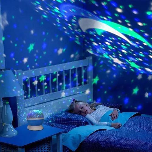 Luminária Projetor De Estrelas Cores Lua Abajour Usb