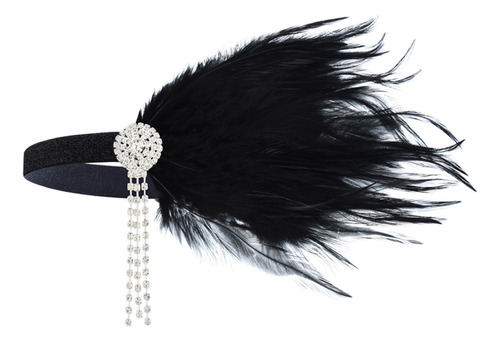 Diadema De Plumas Diadema Elástica Con Diamantes De