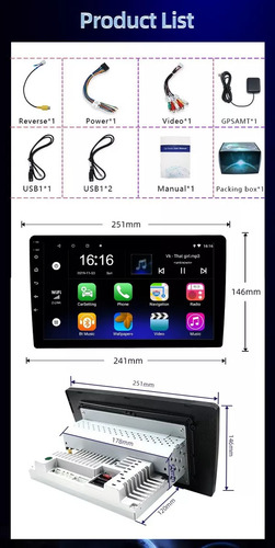 Estéreo De Coche Android 9.1 De 10 Pulgadas Con Camara 1 Din Estéreo De Coche Android 9.1 De 10 Pulgadas Con Camara 1 Din