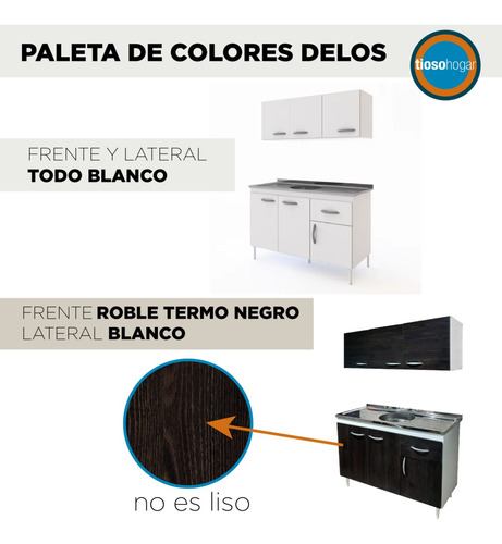 Imagen 6 de 10 de Alacena Melamina Cocina Puertas 120 Fresno Negro