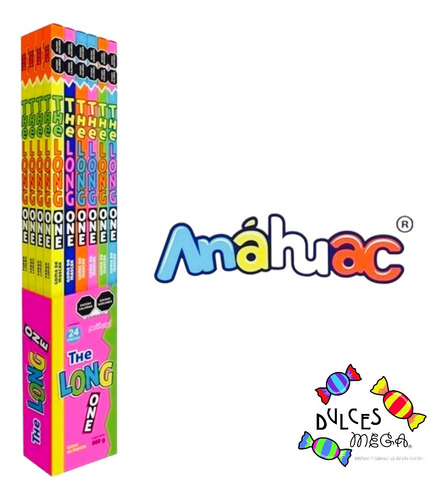 Anahuac Chicle Long One Sabores Frutales Dulce C/24pzas