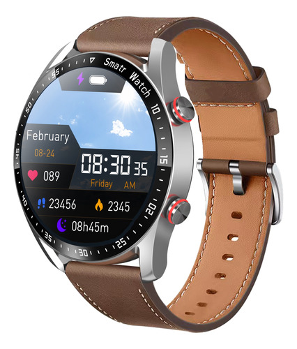 Smart Watch Hw20 Con Call Smartwatch Marrón Cuero Prateado