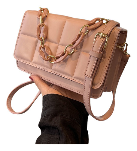 Bolso De Mujer De Moda Con Cadena Delicada A Cuadros