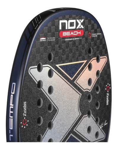 Raquete Beach Tennis Nox Ar10 Tempo Carbono 12k Cor Azul/preta/holográfica