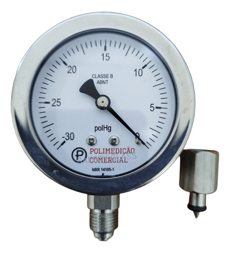 Vacuometro Total Inox 63r -30pol/hg R.1/4 + Fura Lata